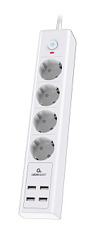 Сетевой фильтр Cablexpert Exnovo EXN-4-U4-W-2, 4р, 16А, 4хUSB, 3.4A, 2м, белый
