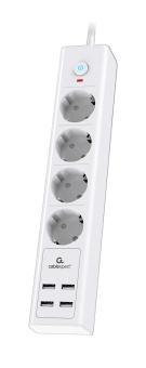 Сетевой фильтр Cablexpert Exnovo EXN-4-U4-W-2, 4р, 16А, 4хUSB, 3.4A, 2м, белый