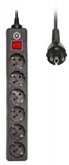 Сетевой фильтр BURO 3м (6 розеток, нагрузка до 10А) black