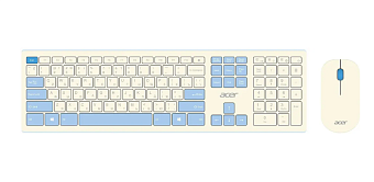 Комплект беспроводной (клавиатура+мышь) Acer OCC205 Multimedia белый/голубой