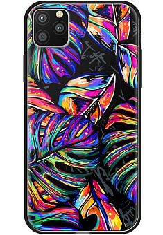 Чехол для смартфона Apple iPhone 11 Pro Max 6.5" - Deppa Glass Case листья