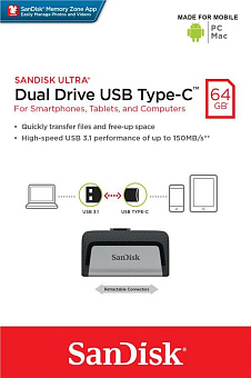 Флешка 64Gb SanDisk Ultra Dual  USB3.0 to Type-C