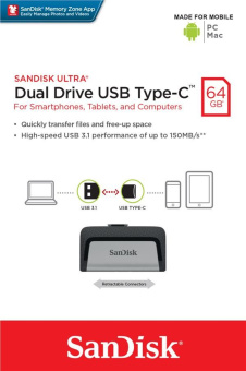 Флешка 64Gb SanDisk Ultra Dual  USB3.0 to Type-C
