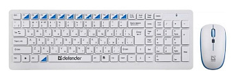 Комплект беспроводной (клавиатура+мышь) Defender Skyline 895 Wireless белый