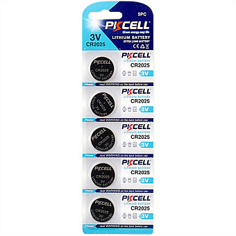 Элемент питания CR2025, 3V, 5шт, PKCELL CR2025-5B Lithium Battery