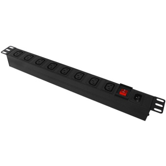 Блок розеток 8-розеток С13, 19" для серверной стойки, горизонтальный, 16А, вход - IEC 320 C14