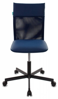 Кресло Бюрократ CH-1399 (эко.кожа/сетка, без мех. качания, крест. металл, до 120 кг) Синий