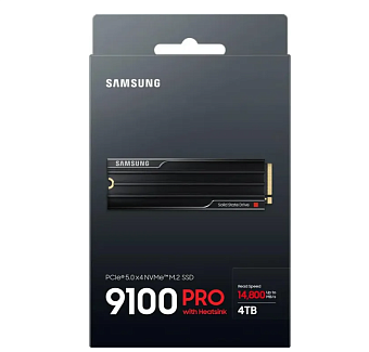 Накопитель SSD M.2 4Tb Samsung 9100 PRO (PCI-E 5.0 x4, 14800/13400 Мбайт/сек, с радиатором)