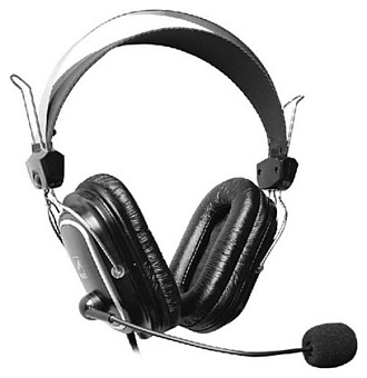 Наушники проводные A4Tech HS-60 (микрофон, 20 - 20 000 Гц, 97 дБ, 2-е Амбушюр для Лета и Зимы, 2м) ч