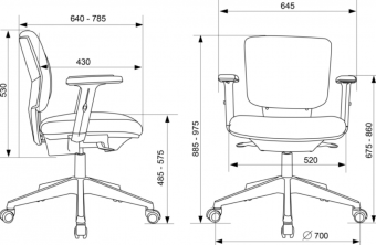 Кресло Бюрократ Dali черный 38-418 крестов. пластик