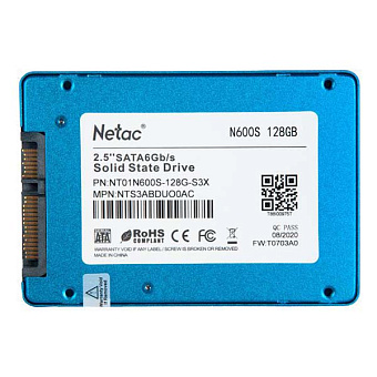 Накопитель SSD SATA .128Gb Netac N600S (TLC, 560/520 Мбайт/сек, 70 TBW)