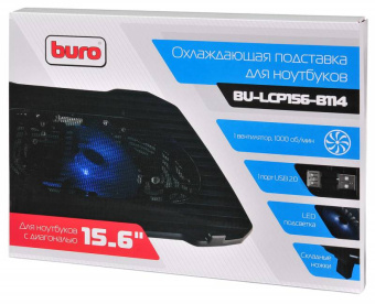 Подставка для ноутбука 15" BURO LCP156 (1000 об/мин, 20дБ, LED-подсветка) Black