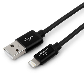 Кабель USB-A < - > Lightning, 3.0м, Cablexpert, серия Silver, блистер, черный