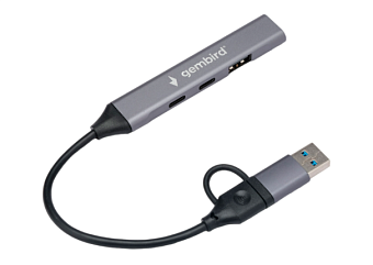 Разветвитель USB-C - 4-in-1-multi-port, Gembird UHB-C444 серый