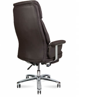 Кресло ПАРЛАМЕНТ (металл.крестовина + хром / черная кожа, до 120кг, мультиблок) Темно-коричневый