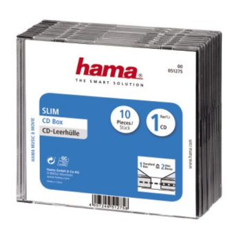 Коробка для CD HAMA Slim Case для 1 диска прозрачно-черная
