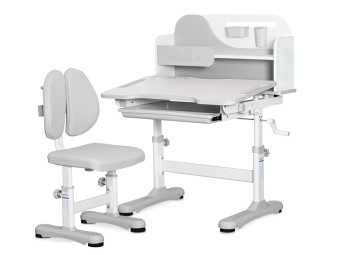 Стол Mealux Ergokids Fresco gray (ш77 х г43-60 х в52-75, стул в комплекте) бело-серыйBD-31 G (1 коро