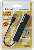 Концентратор USB-A - 4-port USB3.0, Defender Quadro Express, черный