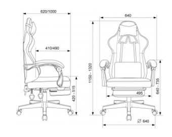 Кресло Zombie 3 (ткань, подставка для ног, регул. спинки, до 120 кг) Черный