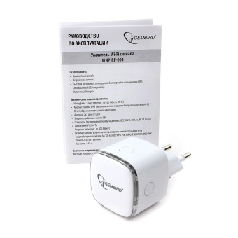 Ретранслятор Wi-Fi сигнала Gembird WNP-RP-004 2.4 ГГц, 300 Мбит, белый