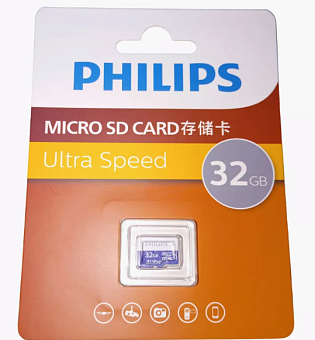 Карта памяти microSD .32Gb PHILIPS High Speed  microSDHC Class 10 90MB/s