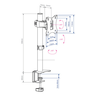 Крепление для монитора Arm Media LCD-T01 15"-32" макс.7кг настольный поворот и наклон