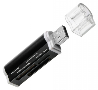 Внешний картридер USB2.0 Buro BU-CR-3101 microSD/SD/MS/M2/MS PRO/MS DUO, черный