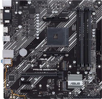Материнская плата Socket AM4 ASUS PRIME B550M-K (B550) 4*DDR4 2*PCI-Ex1 1*PCI-Ex16 4*SATA 2*M.2 HDMI DVI VGA mATX