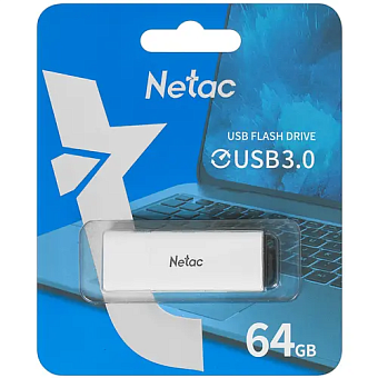 Флешка .64Gb Netac U185 USB3.0 с колпачком пластиковая, белая