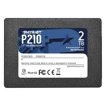 Накопитель SSD SATA 2Tb Patriot P210 (3D TLC, 520/430 Мбайт/сек, 1000 TBW)