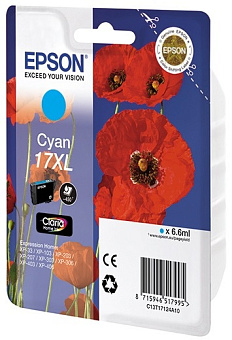 Картридж струйный EPSON T1702 17 для Epson XP-33/103/203/207/303/306/403/406, голубой