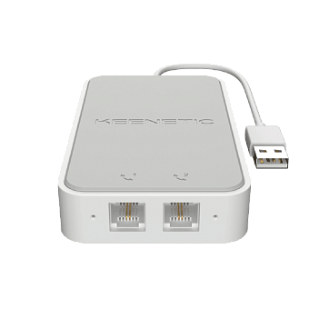 Адаптер Keenetic Linear USB, 2xRJ-11 FXS, белый