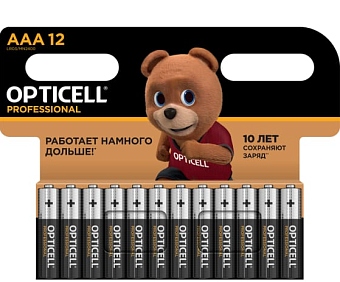 Элемент питания AAA, 1.5V, 12шт, OPTICELL PROFESSIONAL