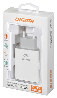 Сетевое зарядное устройство Digma DGWC 25W USB-A White