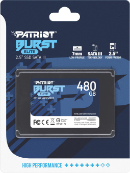Накопитель SSD SATA 480Gb Patriot Burst Elite (SATA3, 450/320 Мбайт/сек)