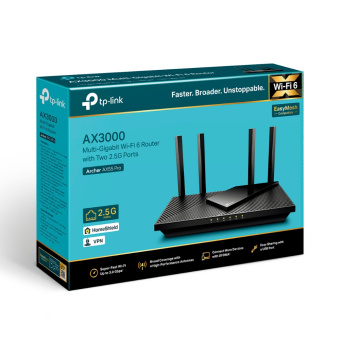 Wi-Fi роутер TP-Link Archer AX55 Pro AX3000, 5 ГГц, 2.5 Гбит/с, черный