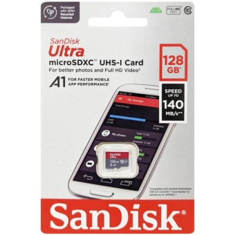 Карта памяти microSD 128Gb SanDisk Ultra Class 10 UHS-I без SD адаптера