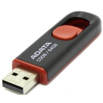 Флешка .64Gb ADATA [C008] USB черный/красный