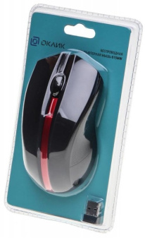 Мышь беспроводная Оклик 615MW черный/красный