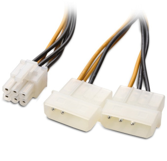 Кабель-удлинитель 6pin PCI-E --> 2*MOLEX (m) - для видеокарты