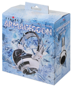 Наушники проводные Oklick HS-G300 ARMAGEDDON (мониторные закрытые, 20-20 000 Гц, 56дБ, 2м) white-black