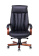 Кресло Бюрократ T-9922 WALNUT (кожа, мех. качания, крест. металл/дерево, до 200 кг) Черный