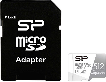 Карта памяти microSD 512Gb Silicon Power Superior A1 microSDXC Class 10 UHS-I U3 + адаптер SD