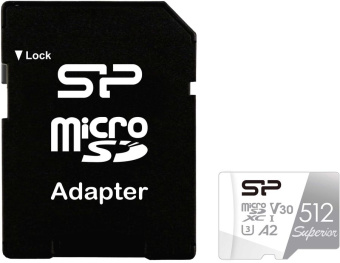 Карта памяти microSD 512Gb Silicon Power Superior A1 microSDXC Class 10 UHS-I U3 + адаптер SD