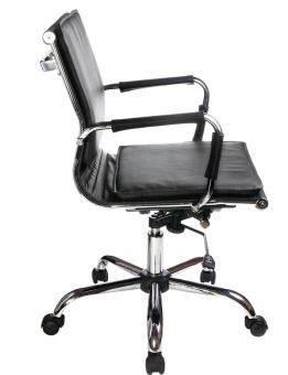 Кресло Бюрократ CH-993-Low (эко.кожа, мех. качания, крест. металл хром, до 120 кг) Черный
