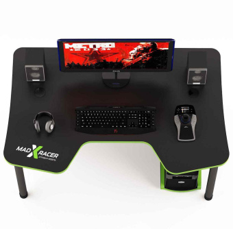 Стол компьютерный MaDXRacer COMFORT GT12 "1200х870х750" черный, кромка зеленая