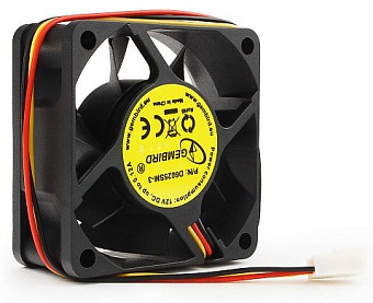 Вентилятор для корпуса 60mm Gembird D6025SM-3 (3pin, 60х60x25, 4000об/мин, 25дБ, провод 25cm)