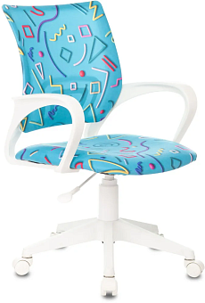 Кресло Бюрократ BUROKIDS 1 W (ткань, без мех. качания, крест. пластик, до 120 кг) Голубой, Sticks