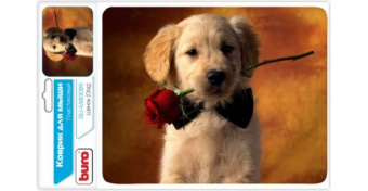 Коврик для мыши BURO [BU-M40089] Щенок с розой, 230x180x2мм, губчатая резина, нескользящая основа