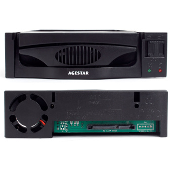 Мобильное шасси SATA 5.25" AgeStar SR3P-SW-2F (1*SATA 3.5", 1*вентилятор, пластик) Black (черный)